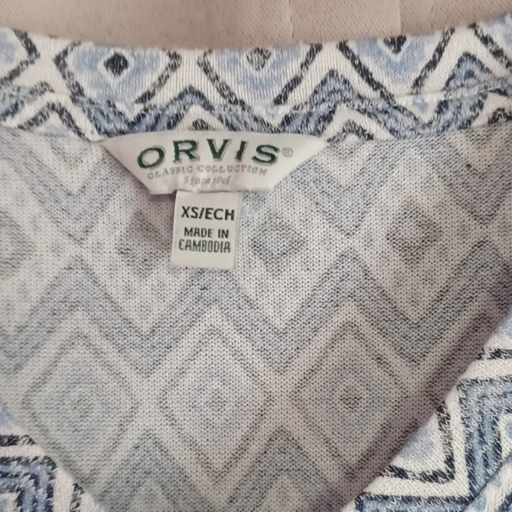 Orvis Cap Sleeve V-Neck Tunic Style Top High/Low Hem Stretch